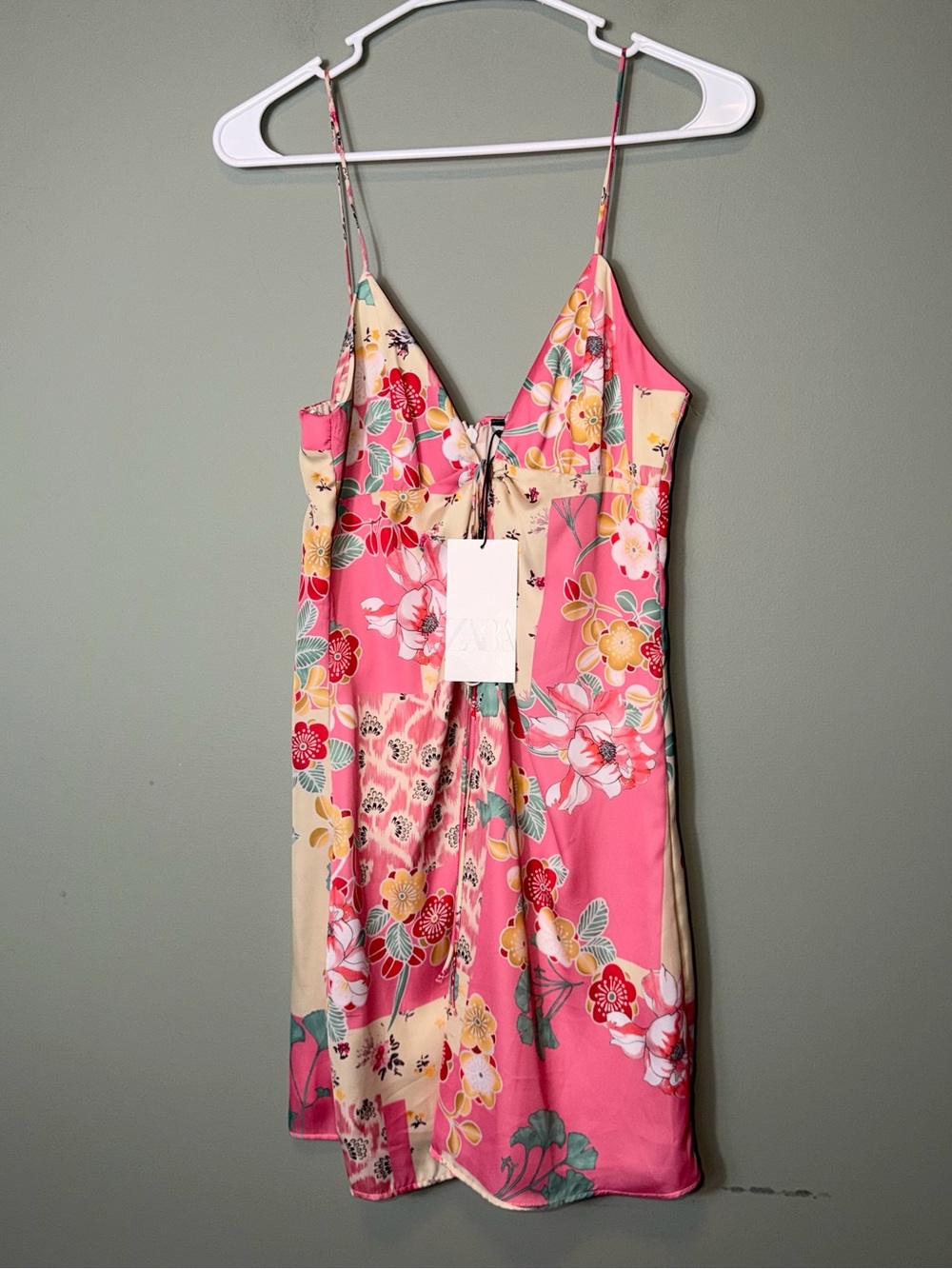 Zara Women’s Floral Patchwork Print Slip Mini Dress NEW Size Medium